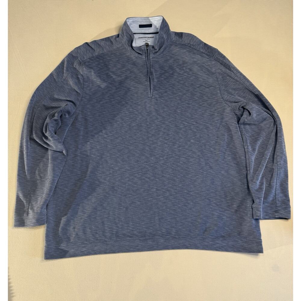 Johnston & Murphy Quarter Zip Pullover XXL Blue Modal Blend Lightweight Knit